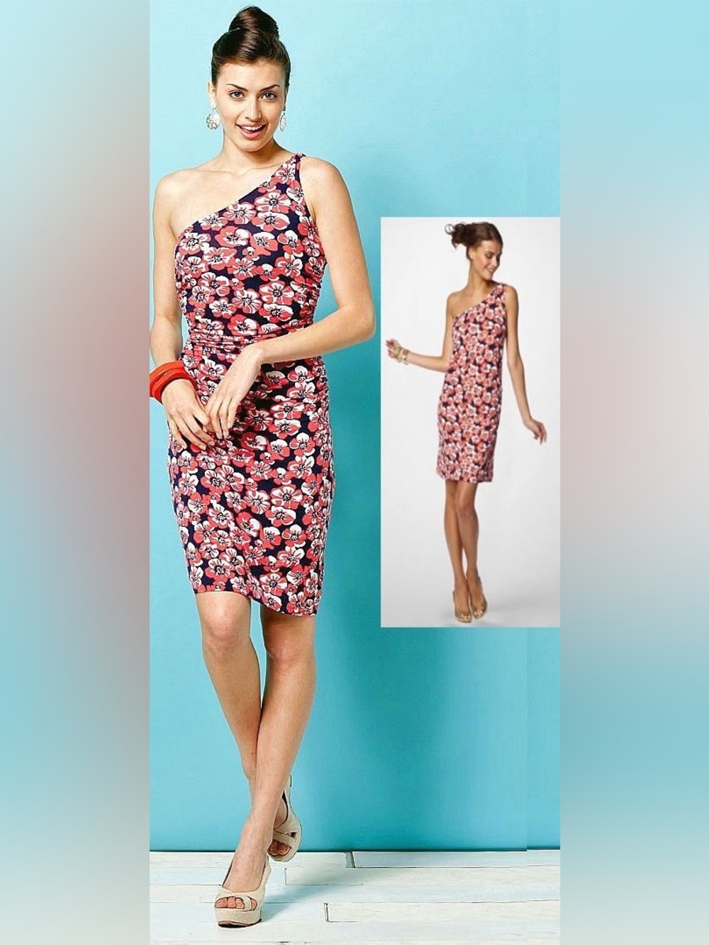 NWT$148 Lilly Pulitzer Madison One Shoulder Island Coral Build Me Up Dress Large